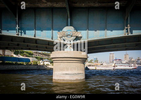 Détail d'un pont sur le pont Qasr Al Nil, Le Caire, Egypte Banque D'Images