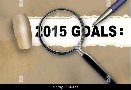 Close-up de Word 2015 OBJECTIFS avec plume sur elle Banque D'Images