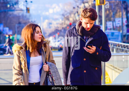 Couple. Barcelone, Catalogne, Espagne. Banque D'Images