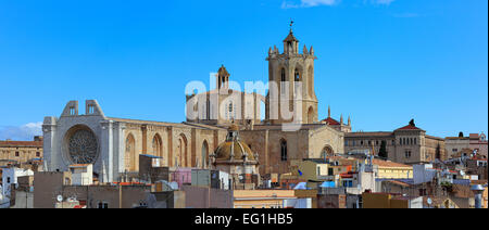 La cathédrale, vue depuis la tour de Pretorian, Tarragone, Catalogne, Espagne Banque D'Images