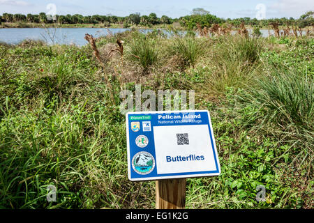 Sebastian Florida,North Hutchinson Orchid Island,Pelican Island National Wildlife refuge,signe,logo,QR code,papillons,Centennial Trail,Visitors trave Banque D'Images