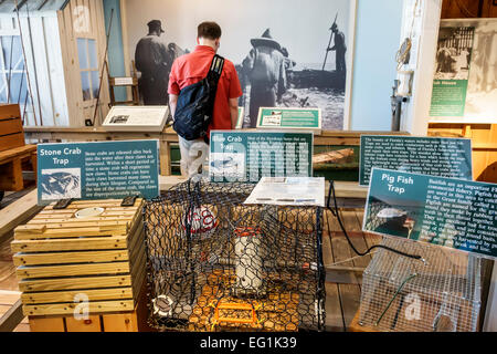 Sebastian Florida,North Hutchinson Orchid Island,Sebastian Inlet Water State Park,Sebastian Fishing Museum,intérieur,crabes piège,exposition exposant Banque D'Images