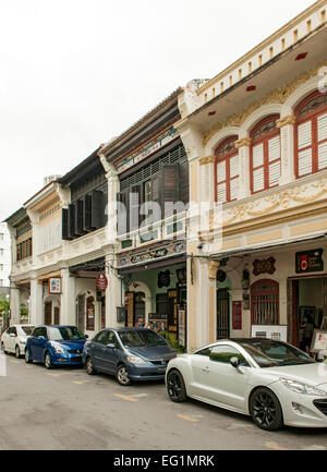 Bâtiments sur la rue arménienne à George Town, Penang, Malaisie. Banque D'Images