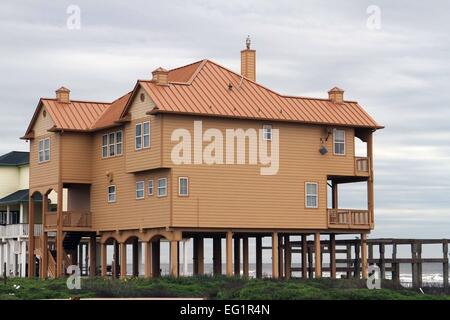 Maisons sur pilotis de Galveston, Texas USA Banque D'Images