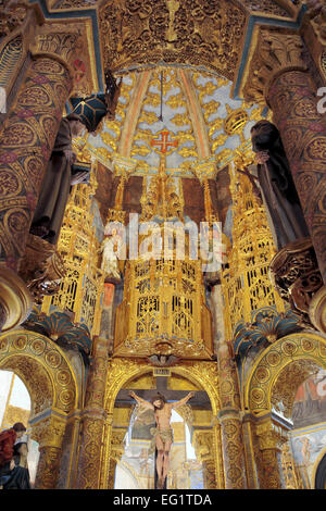 Intérieur de l'église Ronde, couvent de l'Ordre du Christ (Convento de Cristo), Tomar, Portugal Banque D'Images