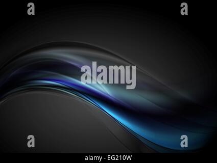 Fond bleu foncé ondulées futuriste. Conception vectorielle Banque D'Images