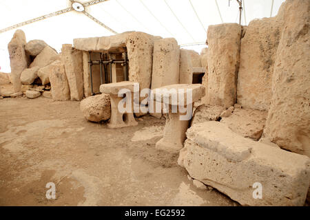 Hagar Qim, complexe du temple mégalithique, Malte Banque D'Images