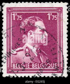 Belgique-vers 1950:un timbre imprimé en Belgique montre libre de Léopold III régna comme Roi des Belges de 1934 à 1951, ic Banque D'Images