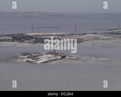 Wharmton plat mât dans une mer de nuages. Banque D'Images