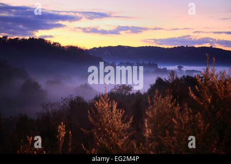 Le coucher du soleil, Montepulciano, Toscane, Italie Banque D'Images