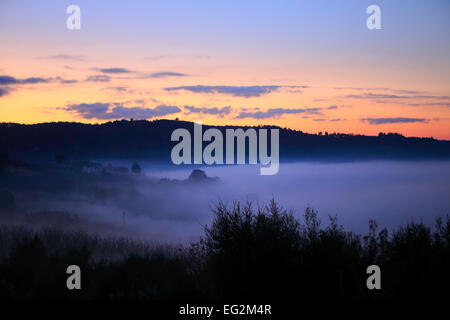 Le coucher du soleil, Montepulciano, Toscane, Italie Banque D'Images