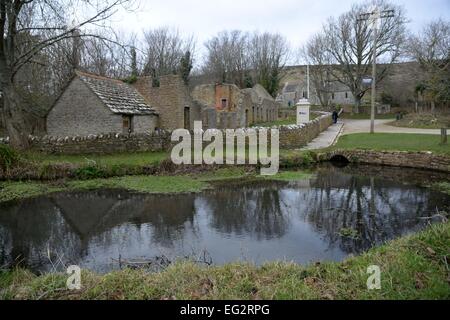 Tyneham village, dorset, fermé au public pendant les tirs en direct comme maintenant sur MOD de tir. Banque D'Images