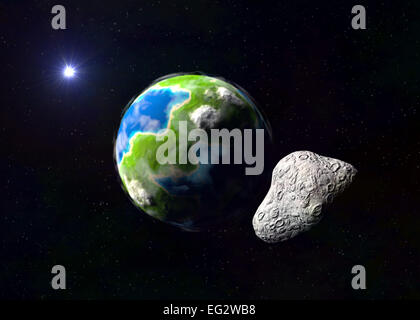 Attaque de l'astéroïde sur la terre Banque D'Images