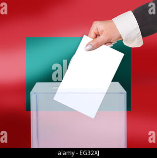 Vote au scrutin électoral, sous le drapeau des Maldives Banque D'Images