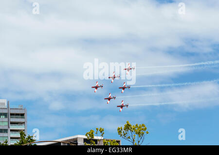 Royal Australian Air Force's Roulettes affichage de voltige à Melbourne pour l'Australie 24 Banque D'Images