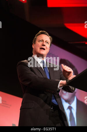 David Cameron répond aux Chambres de Commerce britannique à Londres Banque D'Images