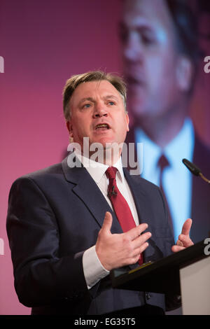 Ed Balls traite de la Chambre de Commerce britannique à Londres Banque D'Images