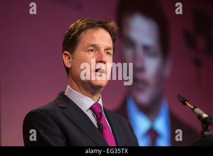 Nick Clegg traite de la Chambre de Commerce britannique à Londres Banque D'Images