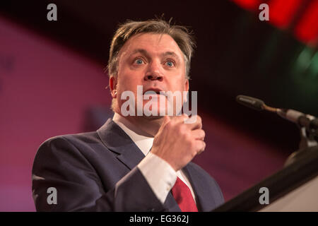 Ed Balls traite de la Chambre de Commerce britannique à Londres Banque D'Images
