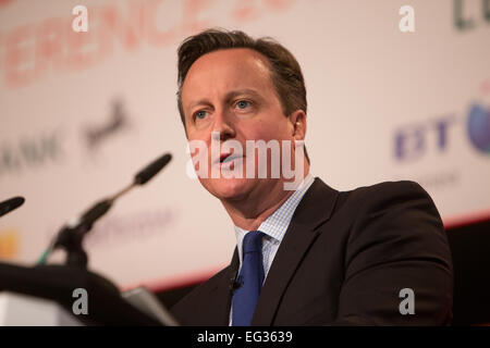 David Cameron répond aux Chambres de Commerce britannique à Londres Banque D'Images