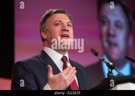 Ed Balls traite de la Chambre de Commerce britannique à Londres Banque D'Images