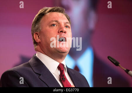 Ed Balls traite de la Chambre de Commerce britannique à Londres Banque D'Images