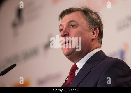 Ed Balls traite de la Chambre de Commerce britannique à Londres Banque D'Images