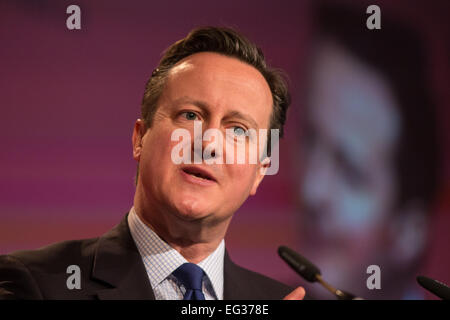 David Cameron répond aux Chambres de Commerce britannique à Londres Banque D'Images