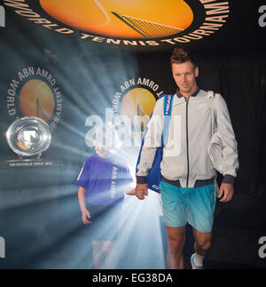 Rotterdam, Pays-Bas, le 15 février, 2015. Ahoy, ABN AMRO World Tennis Tournament, Tomas Berdych (CZE) Credit : Henk Koster/Alamy Live News Banque D'Images