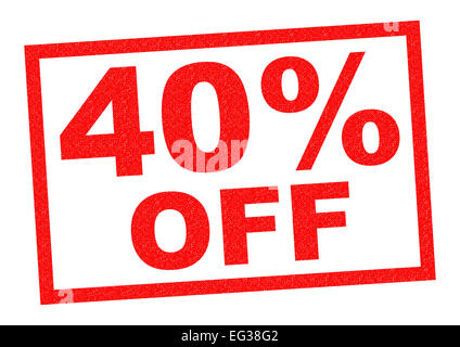 40 % OFF Timbre en caoutchouc rouge sur un fond blanc. Banque D'Images