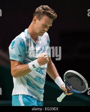 Rotterdam, Pays-Bas, le 15 février, 2015. Ahoy, ABN AMRO World Tennis Tournament, Tomas Berdych (CZE) Credit : Henk Koster/Alamy Live News Banque D'Images