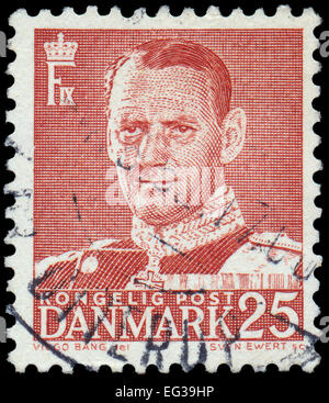 Danemark - circa 1950 : timbre imprimé au Danemark, spectacles portrait de Frederik IX., vers 1950 Banque D'Images