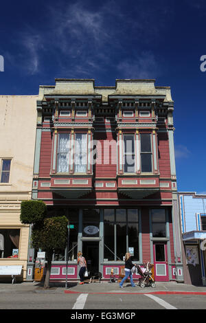 La façade d'un bâtiment victorien à Ferndale, California Banque D'Images