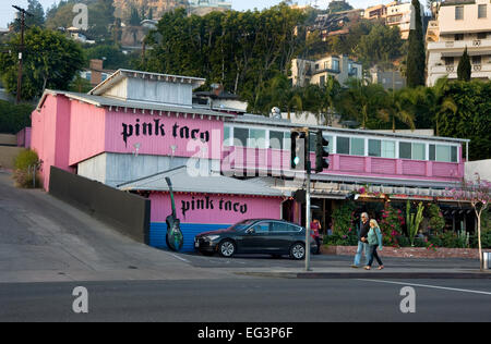 Restaurant Taco rose sur Sunset Strip à Los Angeles, CA Banque D'Images