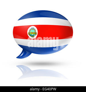 Trois dimensions le Costa Rica drapeau dans un speech bubble isolated on white with clipping path Banque D'Images