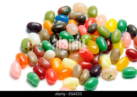 Fruit jelly beans, sur fond blanc Banque D'Images