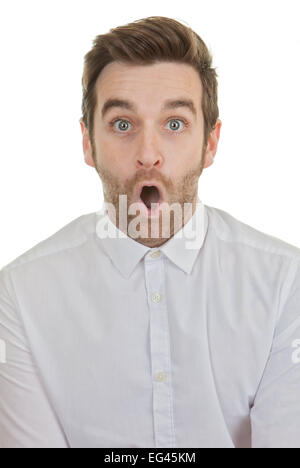Surprise surprise choquée homme bouche ouverte Banque D'Images
