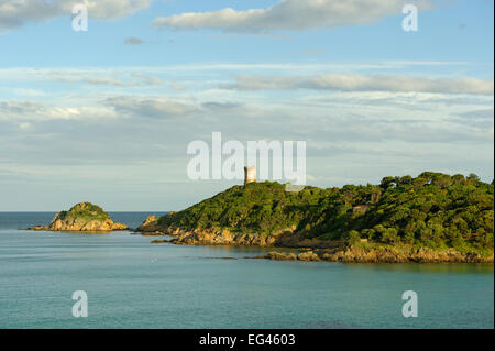 Tour Génoise de Fautea, Côte des Nacres, Côte Est, Corse, France Banque D'Images