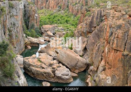 Bourke's Luck potholes, rock formation à la dolomite rock, Blyde River Canyon Nature Reserve, Mpumalanga, Afrique du Sud Banque D'Images