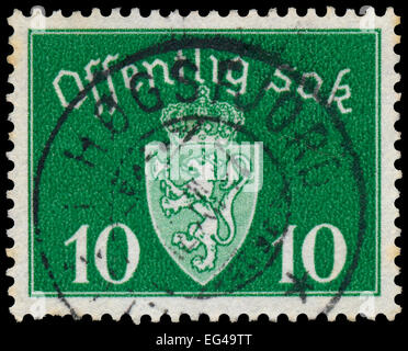Norvège - circa 1937 : timbre imprimé en Norvège, la Norvège montre blason, sans inscriptions, à partir de la série "Coat of Arms", Banque D'Images