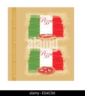 Grunge Pizza jeu de l'affiche Illustration de Vecteur
