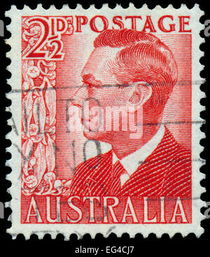 L'AUSTRALIE - circa 1950 : timbre imprimé en Australie montre le roi George VI, vers 1950 Banque D'Images