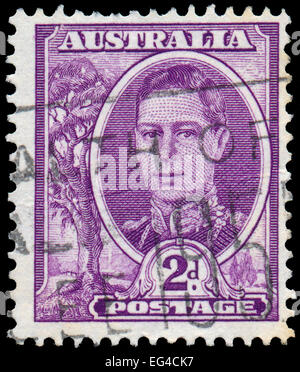 L'AUSTRALIE - circa 1944 : timbre-poste imprimé en Australie montre Roi du Royaume-Uni et les Dominions britanniques, et l'Emper Banque D'Images