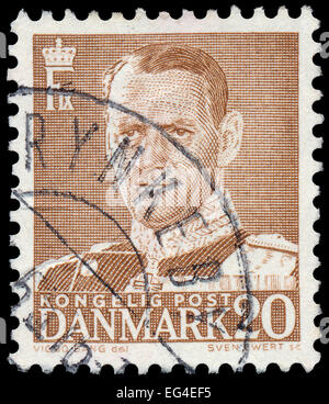 Danemark - circa 1950 : timbre imprimé au Danemark, spectacles portrait de Frederik IX., vers 1950 Banque D'Images