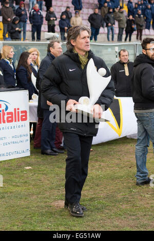 Pise, Italie. 16 Février, 2015. Massimo Pavanel (Hellas) Football/soccer match de finale du tournoi de Viareggio : entre 2-1 Hellas Verona Arena Garibaldi au stade de Pise, Italie . Credit : Maurizio Borsari/AFLO/Alamy Live News Banque D'Images