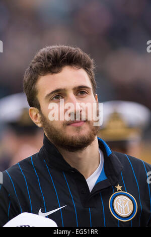 Pise, Italie. 16 Février, 2015. Giacomo Sciacca (Inter) Football/soccer match de finale du tournoi de Viareggio : entre 2-1 Hellas Verona Arena Garibaldi au stade de Pise, Italie . Credit : Maurizio Borsari/AFLO/Alamy Live News Banque D'Images