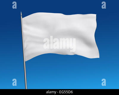 Drapeau blanc modèle sur sky, with clipping path Banque D'Images