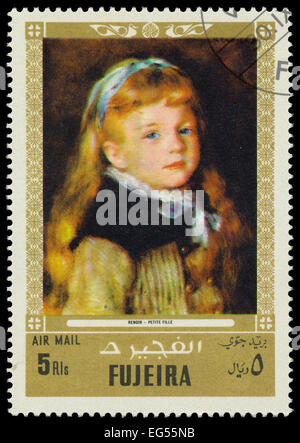 FUJEIRA - circa 1972 : timbres par Fujeira, présente une peinture de Renoir - Petite fille, vers 1972 Banque D'Images