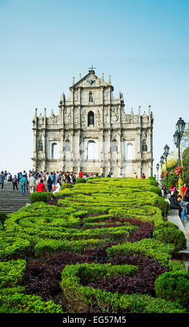 Ruines de St Paul's Gate monument colonial portugais à Macao, Chine Banque D'Images