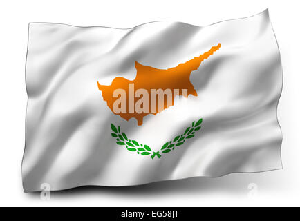 Waving Flag de Chypre isolé sur fond blanc Banque D'Images